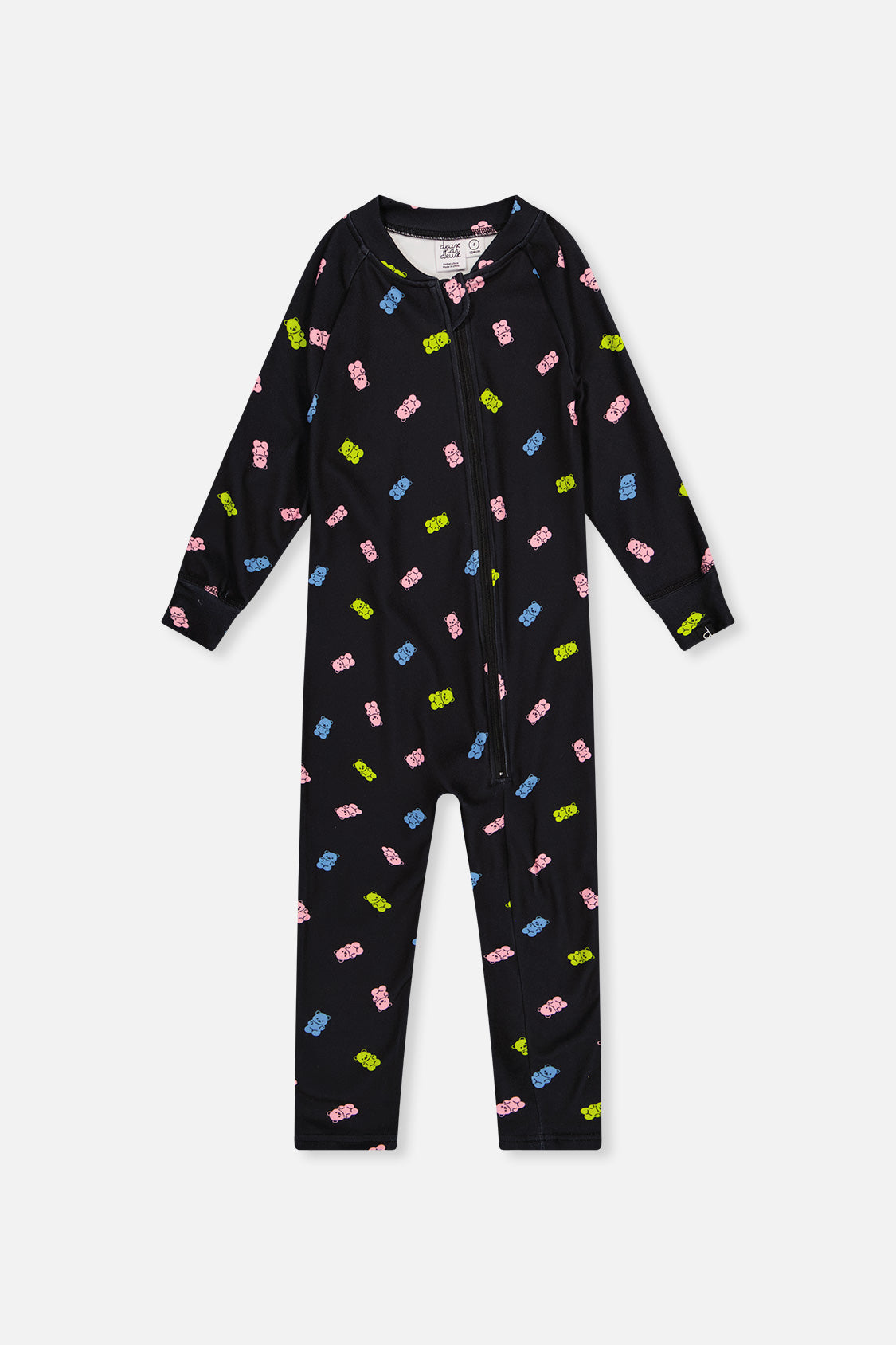 One Piece Thermal Underwear Black Printed Gummy Bears-0
