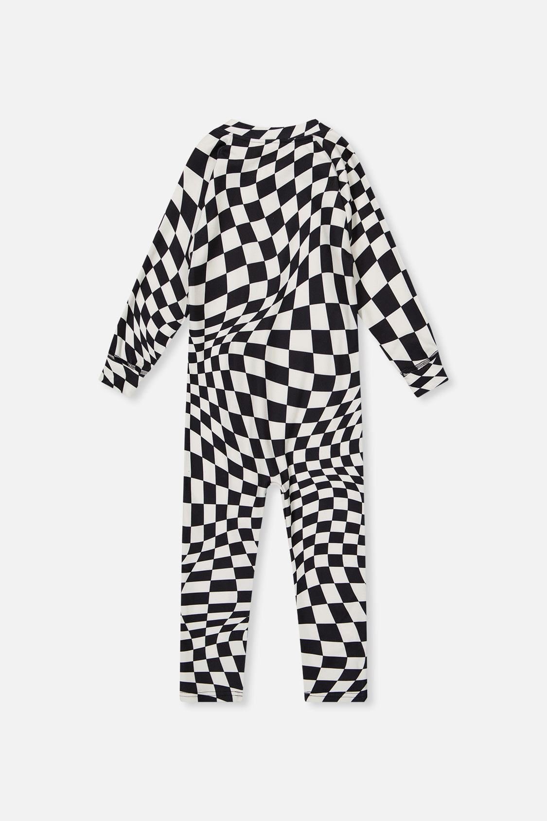 One Piece Thermal Underwear White Checkered Print-4