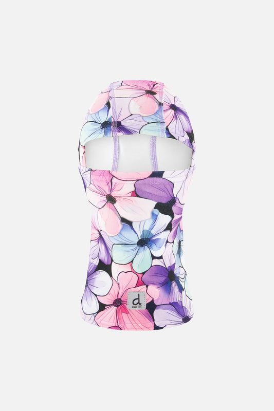 Brushed Jersey Balaclava Purple Floral Print-0