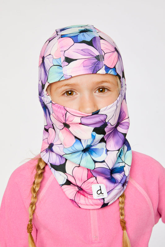 Brushed Jersey Balaclava Purple Floral Print-1