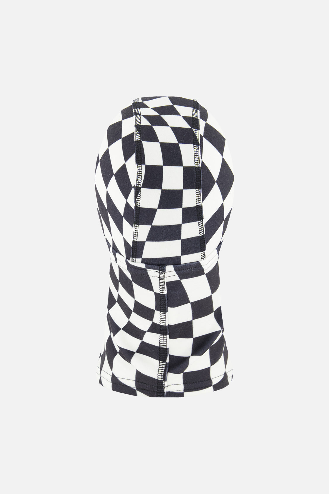 Brushed Jersey Balaclava White Checkered Print-2