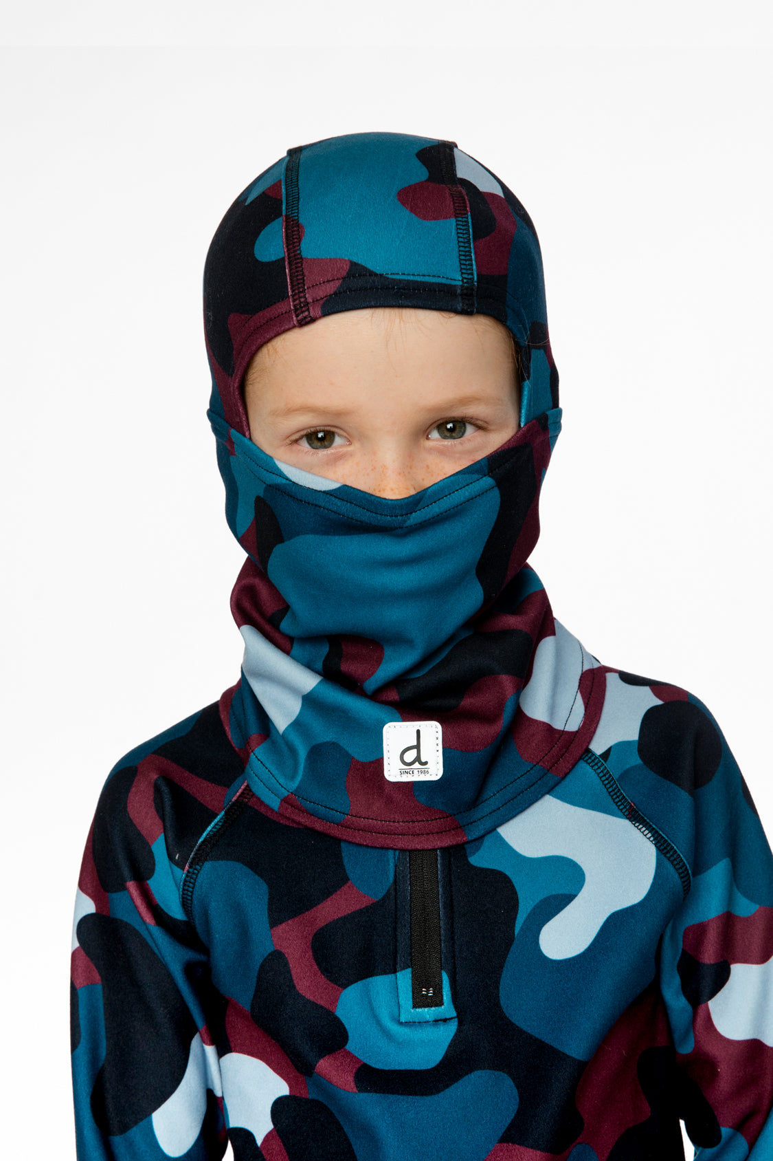 Brushed Jersey Balaclava Blue And Red Camouflage Print-1