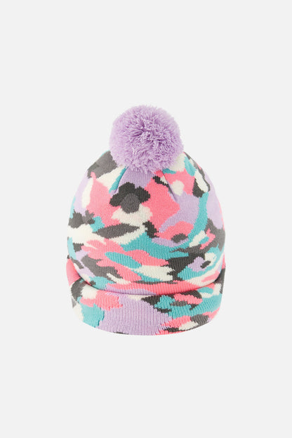 Winter Knit Hat With Pompom Coral Camouflage-2