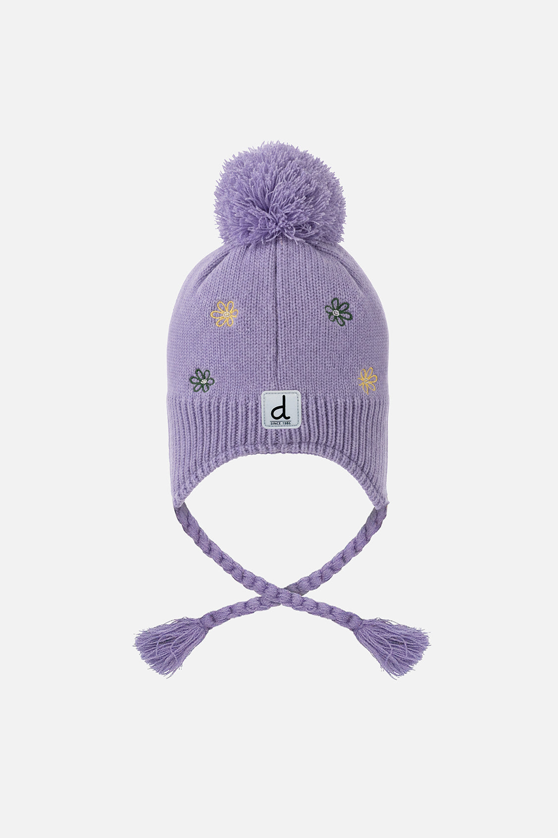 Winter Peruvian Knit Hat Violet With Pompom-1