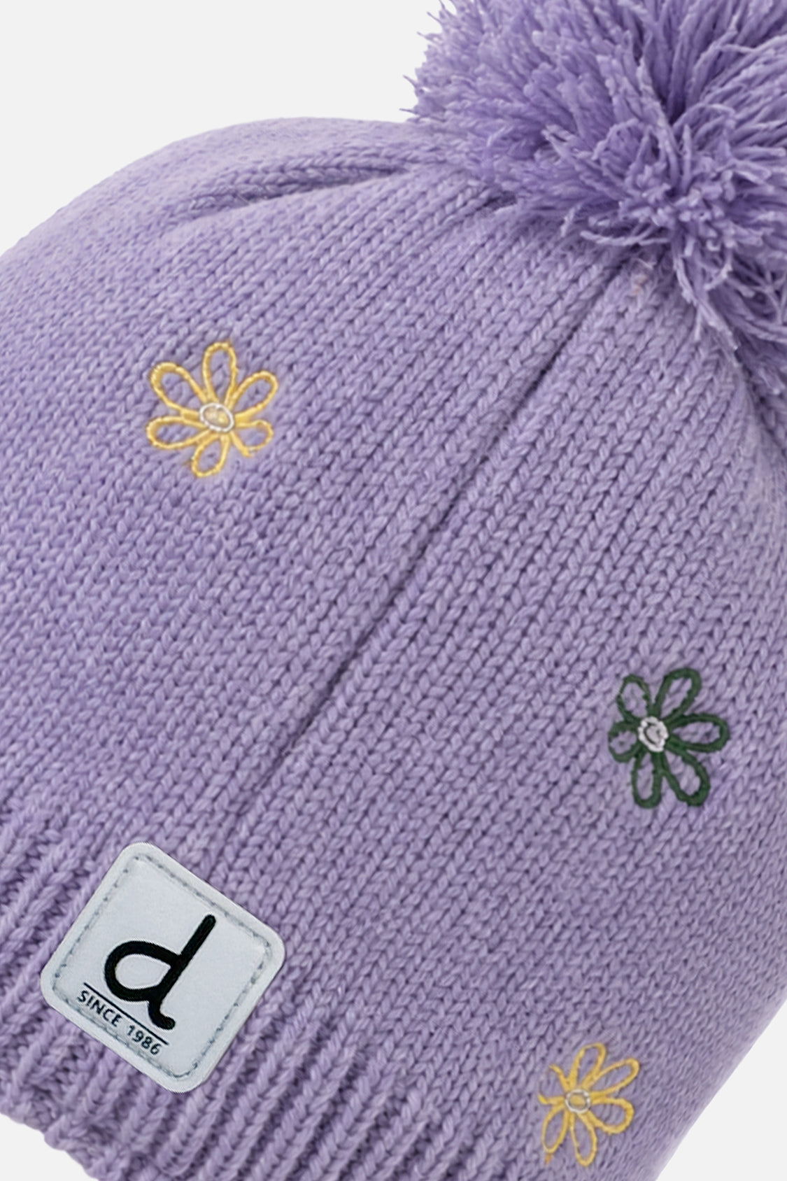 Winter Peruvian Knit Hat Violet With Pompom-2