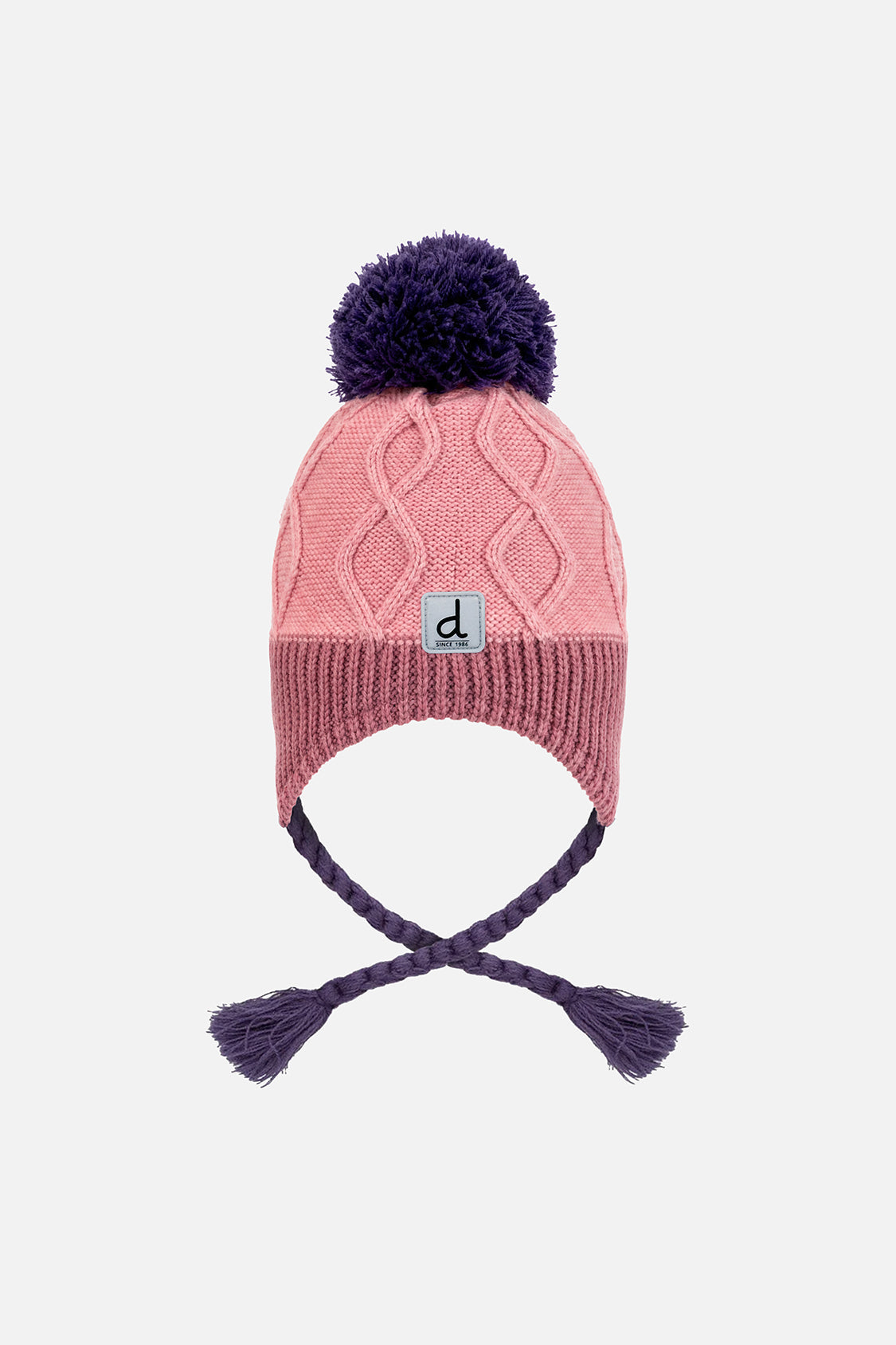 Baby Winter Peruvian Knit Hat With Pompom Pink And Mauve-0