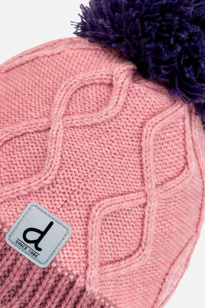 Baby Winter Peruvian Knit Hat With Pompom Pink And Mauve-2