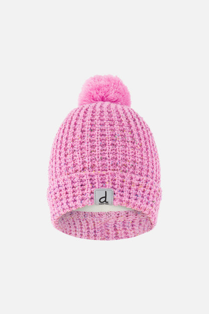 Winter Knit Hat With Pompom Pink-0