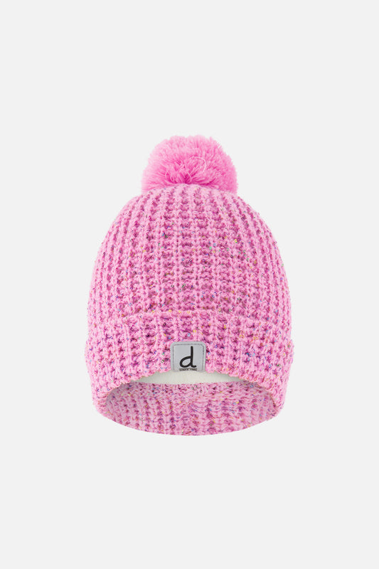 Winter Knit Hat With Pompom Pink-0