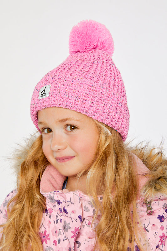 Winter Knit Hat With Pompom Pink-1