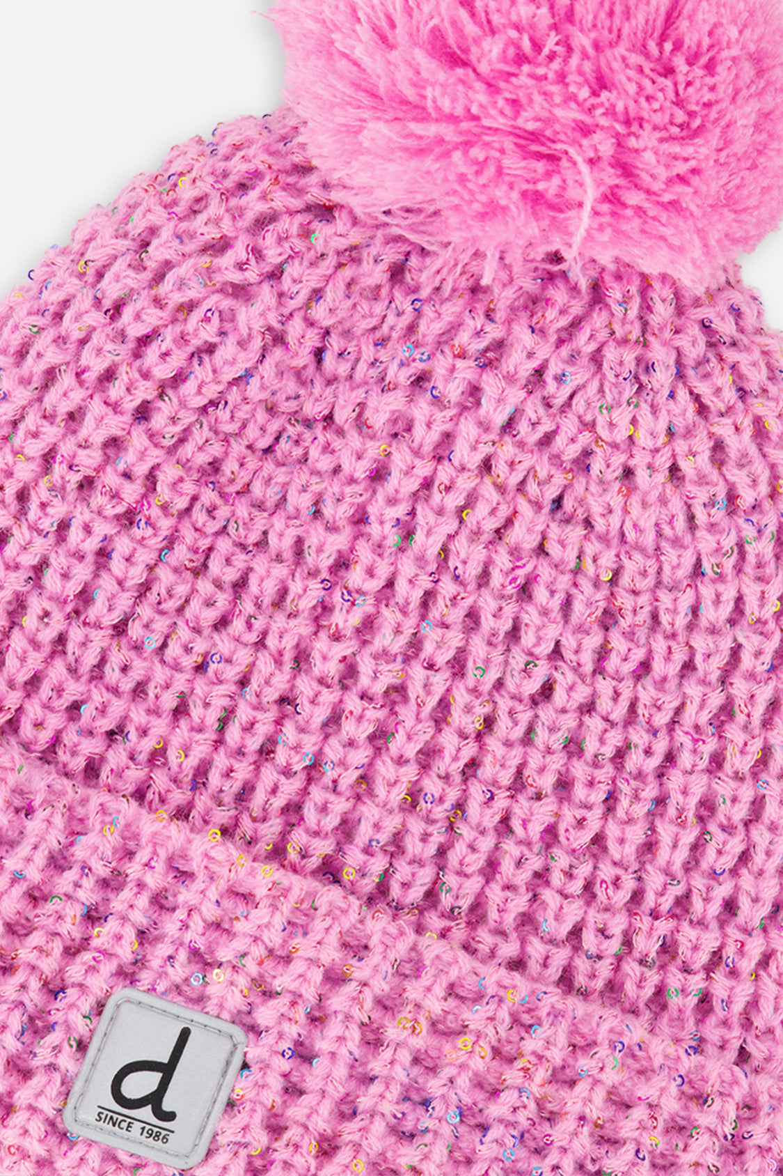 Winter Knit Hat With Pompom Pink-3