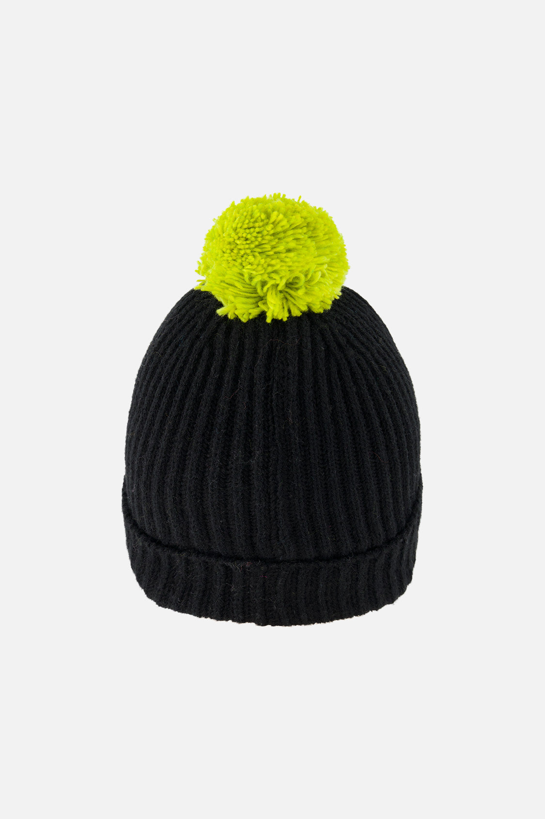 Winter Knit Hat With Pompom Black And Green-2
