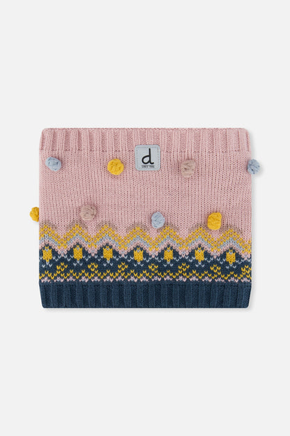 Winter Knit Neckwarmer Pink And Blue Jacquard-0