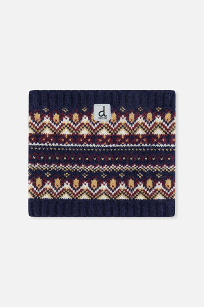 Baby Winter Knit Neckwarmer Blue And Red Jacquard-0