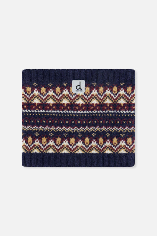Baby Winter Knit Neckwarmer Blue And Red Jacquard-0