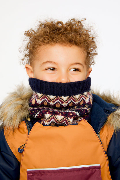 Winter Knit Neckwarmer Blue And Red Jacquard-1