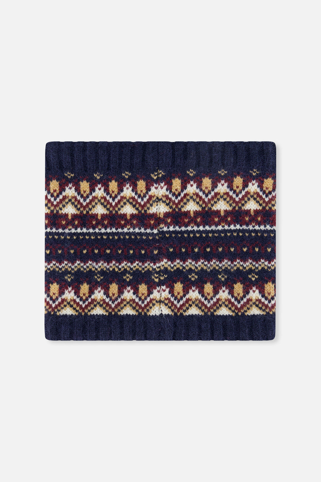 Winter Knit Neckwarmer Blue And Red Jacquard-2