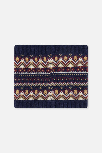 Winter Knit Neckwarmer Blue And Red Jacquard-2