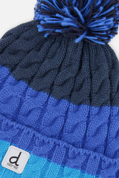 Winter Knit Hat With Pompom Dark Blue-3