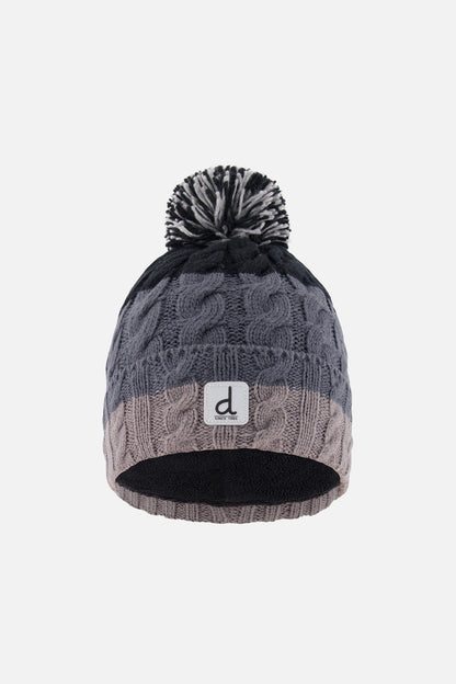 Winter Knit Hat With Pompom Black And Grey-0