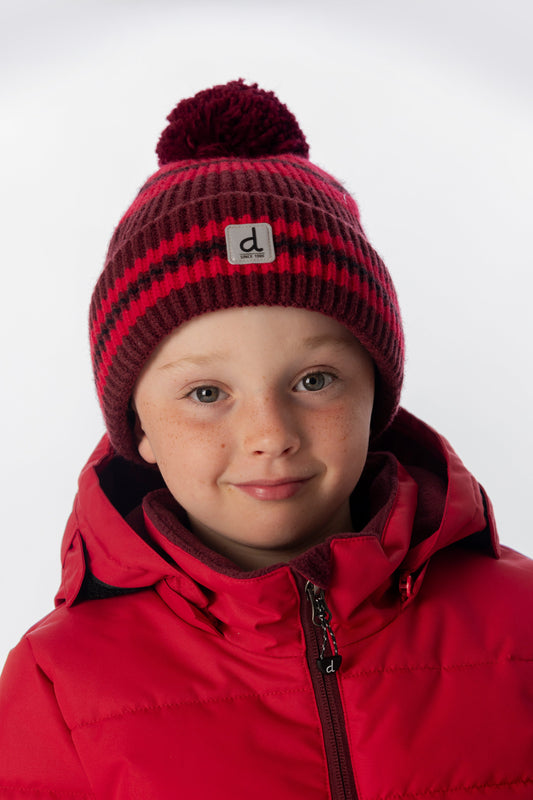 Winter Knit Hat With Pompom Burgundy-1