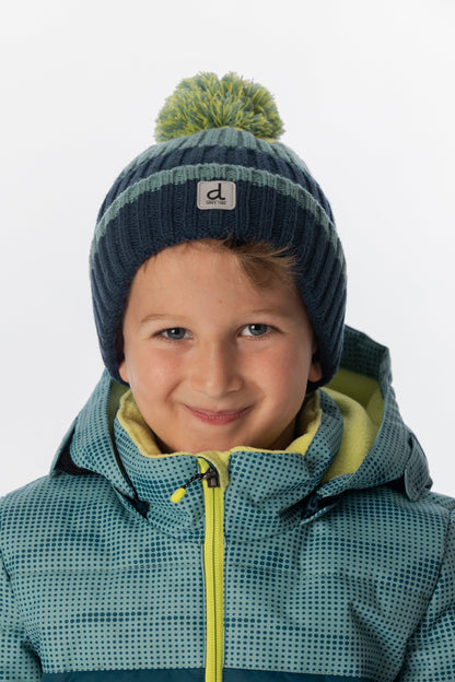 Winter Knit Hat With Pompom Dark Turquoise-1