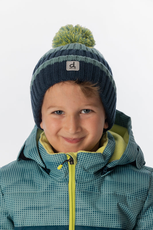 Winter Knit Hat With Pompom Dark Turquoise-1