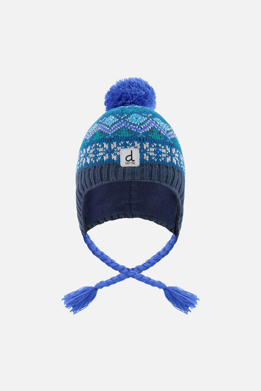 Winter Peruvian Knit Hat With Pompom Dark Turquoise-0