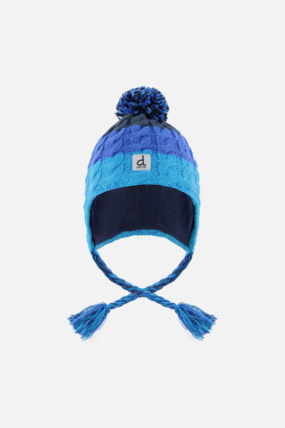 Winter Peruvian Knit Hat With Pompom Dark Blue-0