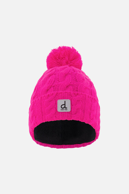 Winter Knit Hat With Pompom Bright Pink-0
