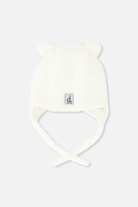 Baby Winter Sherpa Hat With Ear Flaps And Ears Off-White-0