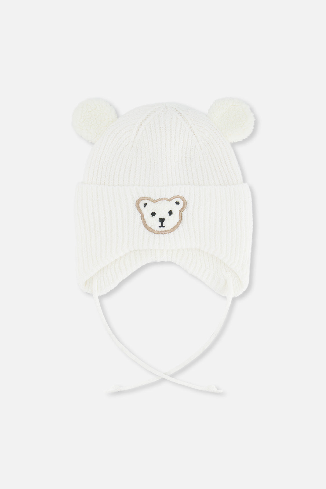 Baby Winter Knit Hat With Ear Flaps And Ears Off-White-0