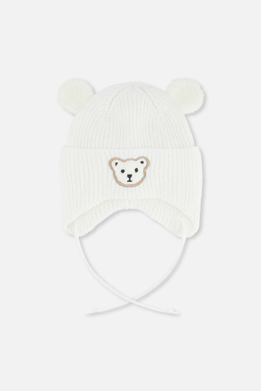 Baby Winter Knit Hat With Ear Flaps And Ears Off-White-0