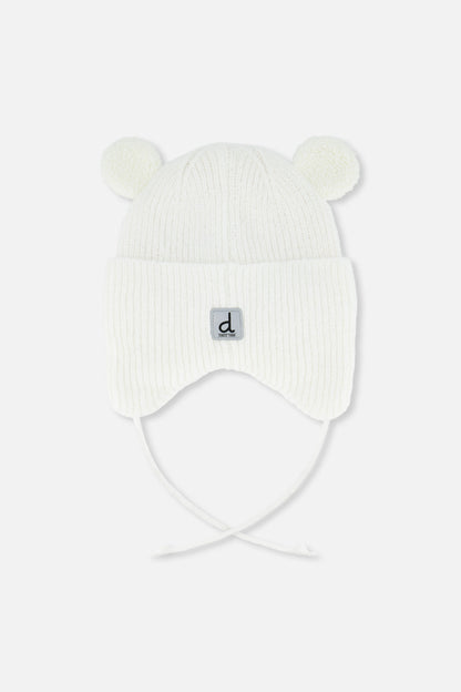 Baby Winter Knit Hat With Ear Flaps And Ears Off-White-2