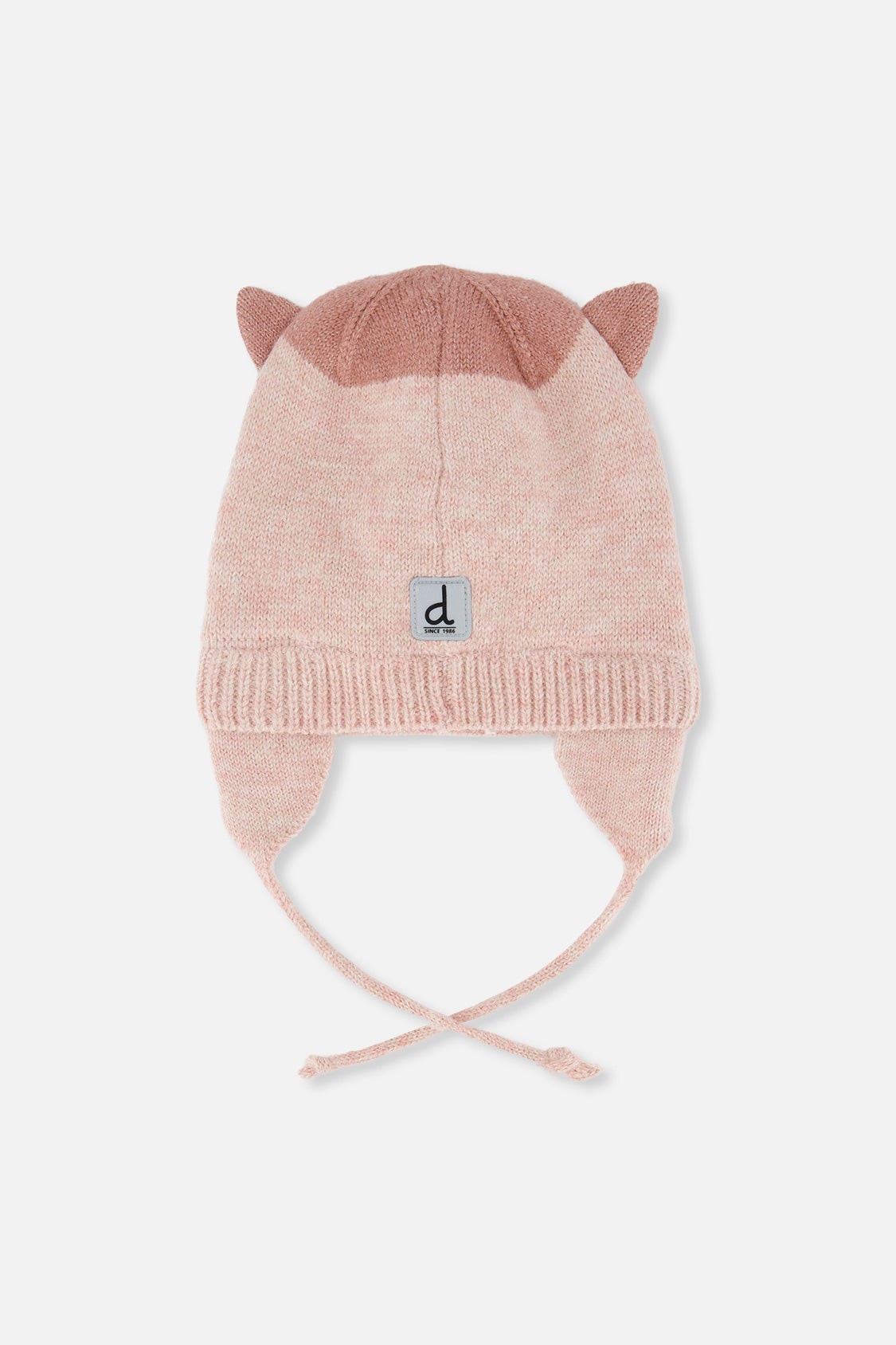 Baby Leopard Winter Knit Hat With Ear Flaps And Ears Pale Dusty Pink-2