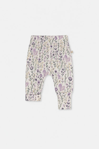 Organic Cotton Evolutive Pants Beige With Heart Print-1
