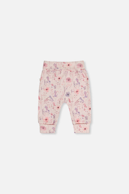 Organic Cotton Evolutive Pants Pink Printed Flowers-2