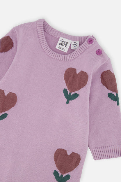 Knitted Intarsia Romper Lilac-3