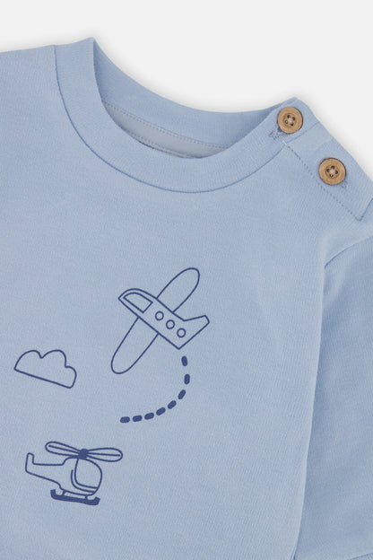 Organic Cotton Pants And Top Set Sky Blue-3