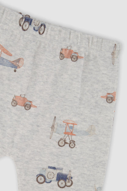 Organic Cotton Pants And Top Set Beige Printed Airplanes-4