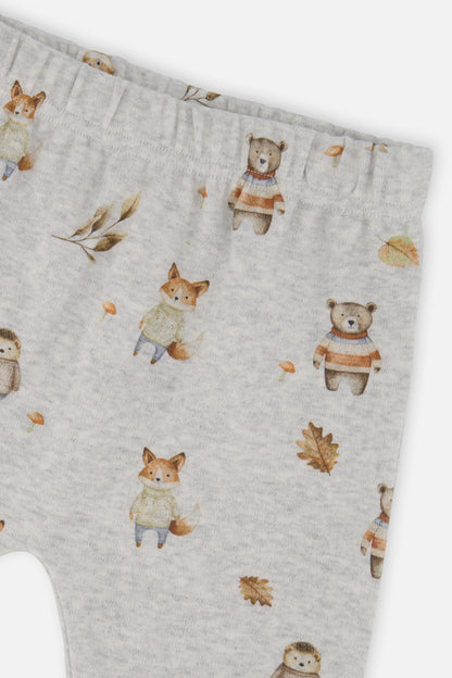 Organic Cotton Pants And Top Set Beige Animal Print-4