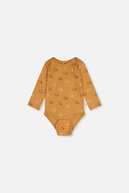 Organic Cotton Onesie Brown Printed Hedgehogs-2
