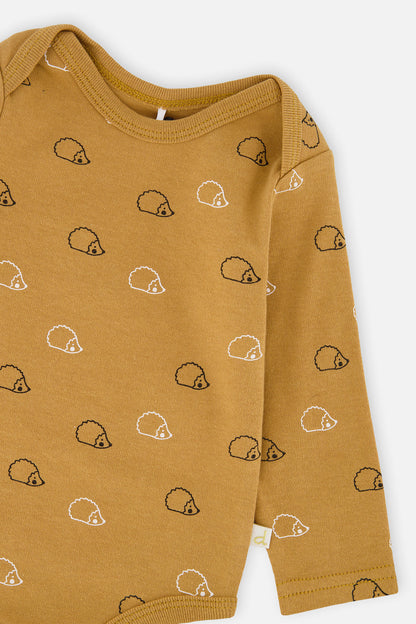 Organic Cotton Onesie Brown Printed Hedgehogs-4