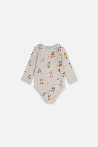 Organic Cotton Onesie Beige Animal Print-3