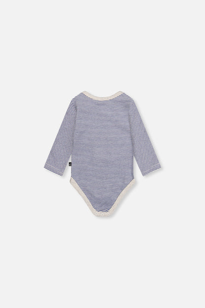 Organic Cotton Onesie Blue Printed Stripes-3