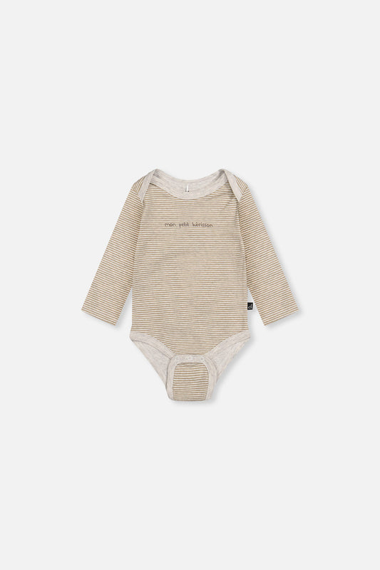 Organic Cotton Onesie Brown And White Stripes-1