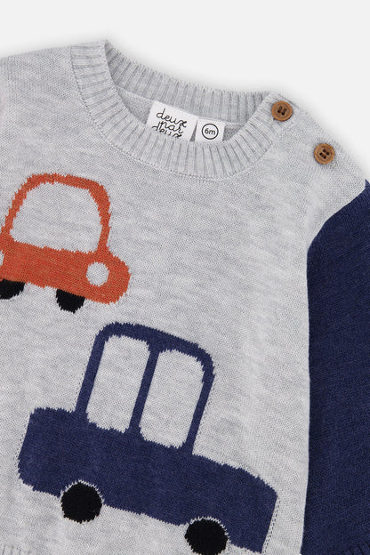 Knitted Top And Pants Set Blue And Orange-3