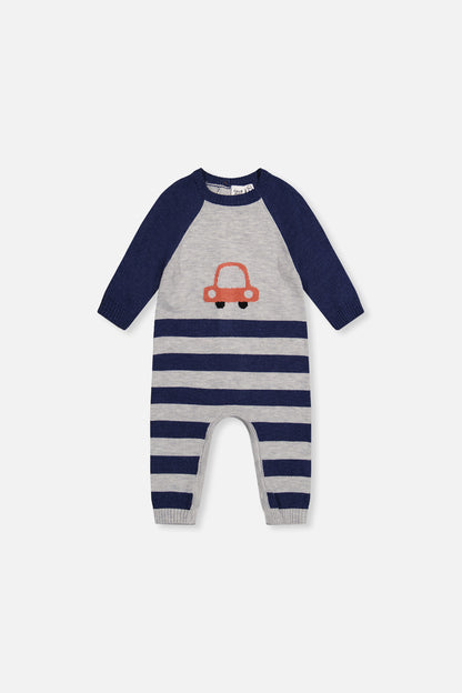 Knitted Intarsia Romper Blue And Orange-0