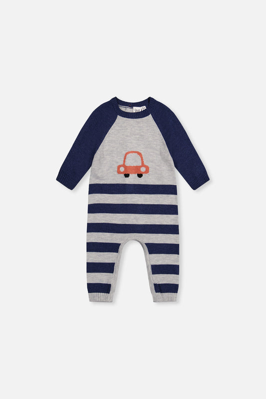 Knitted Intarsia Romper Blue And Orange-0