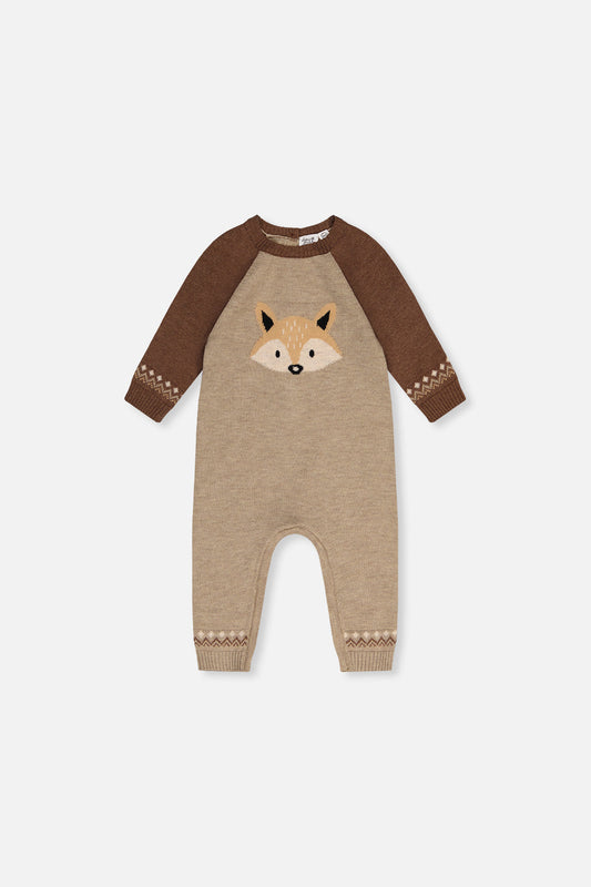 Knitted Intarsia Romper Brown Cinnamon-0